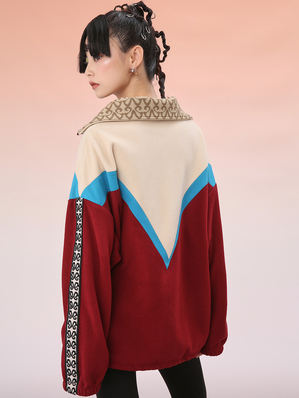 MUKZIN Classic Blue and Red Collocation Loose Hoodie Jacket