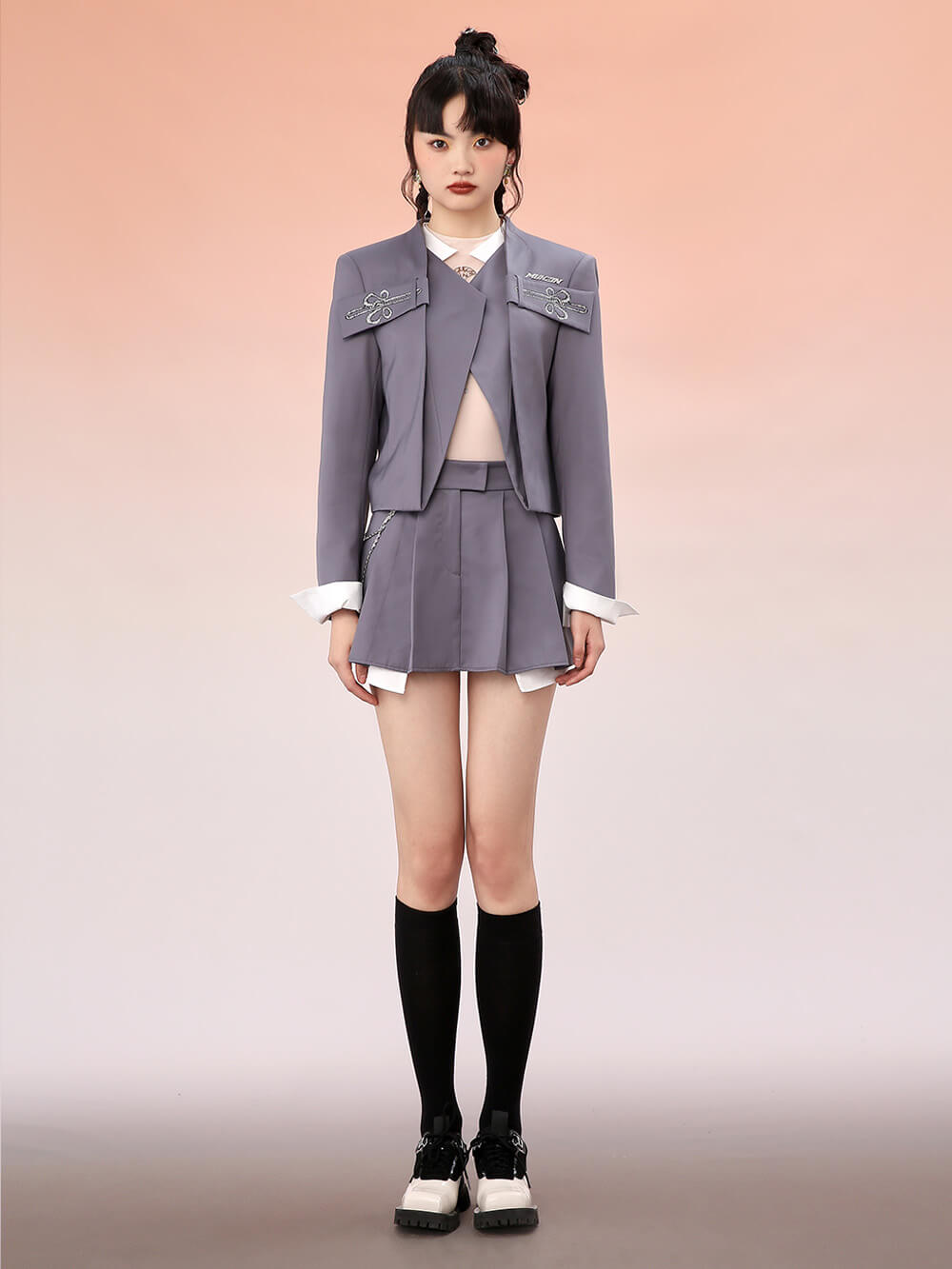 MUKZIN Irregular Hem Blazer Coat