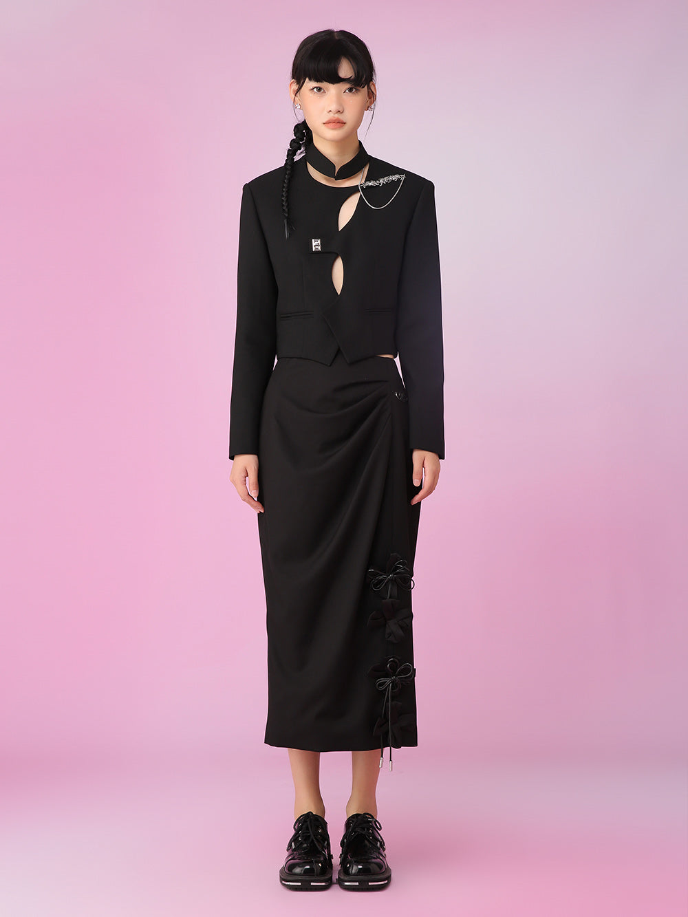 MUKZIN  Black Fashion Retro Irregular Look Thin Outerwears