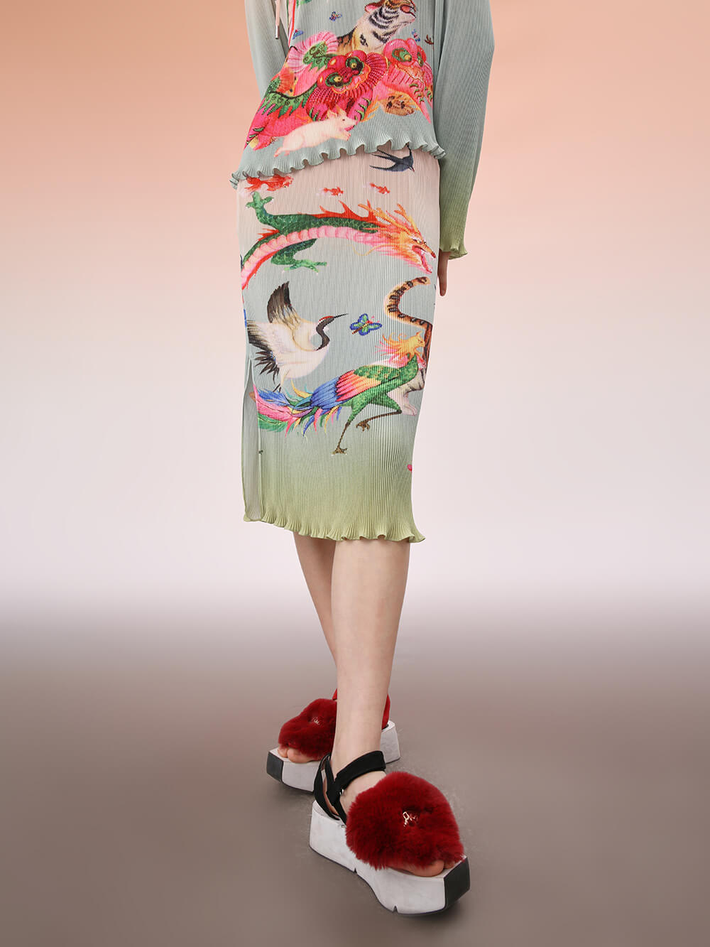 MUKZIN Animal Print Slim Fit Midi Skirt