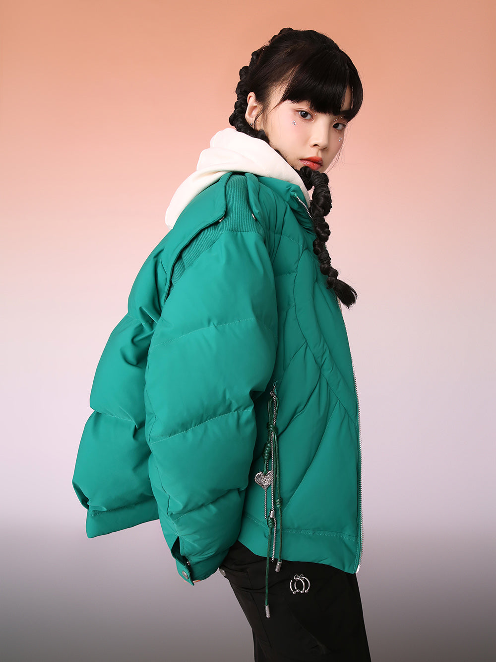 MUKZIN Dark Green Lively and Cute Down Jacket