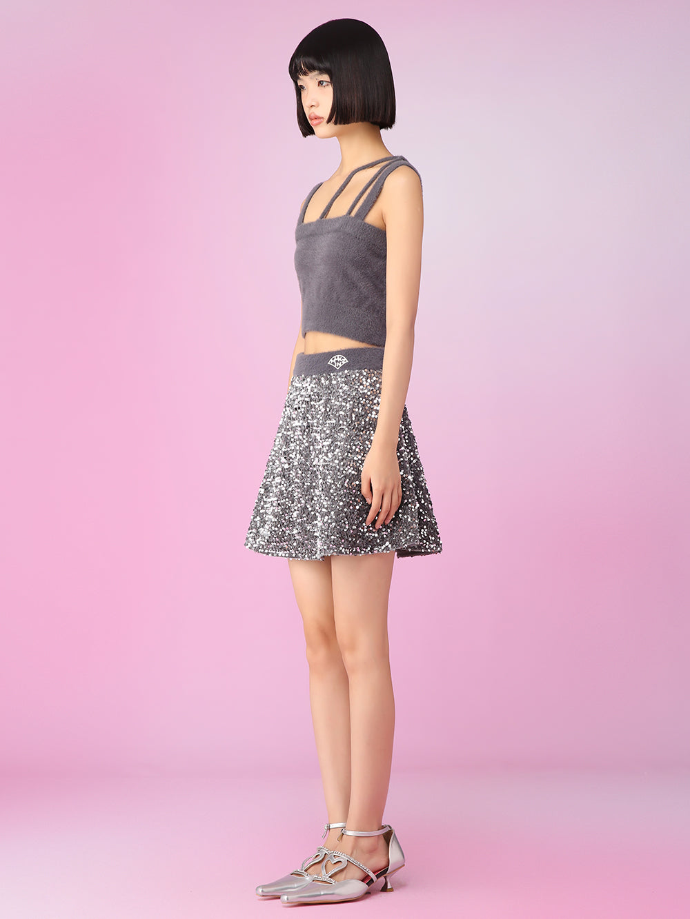 MUKZIN Y2K Style Attractive Sparkling Coat Skirts Charming Set