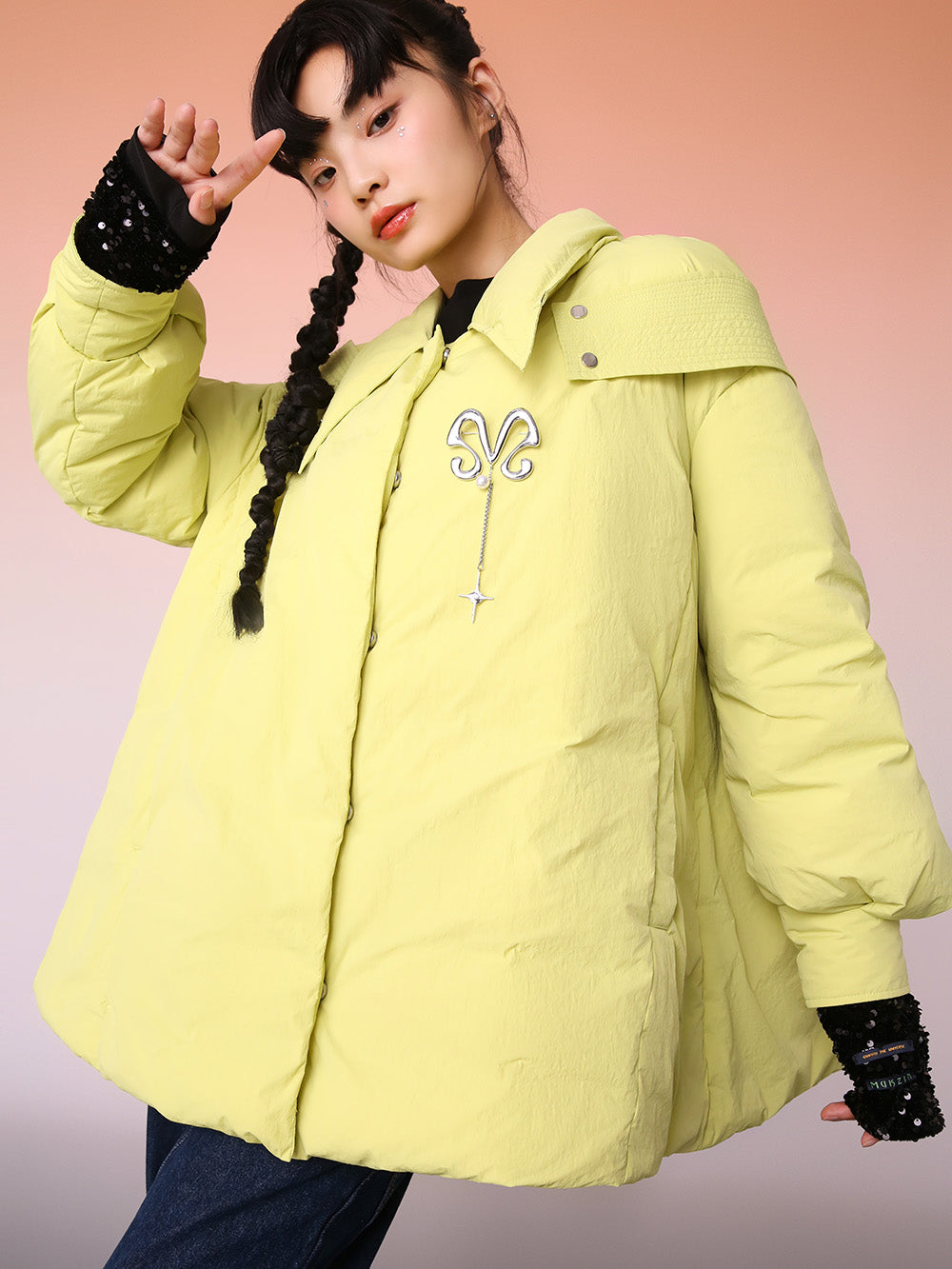 MUKZIN Cute Style A-line Yellow Down Jacket