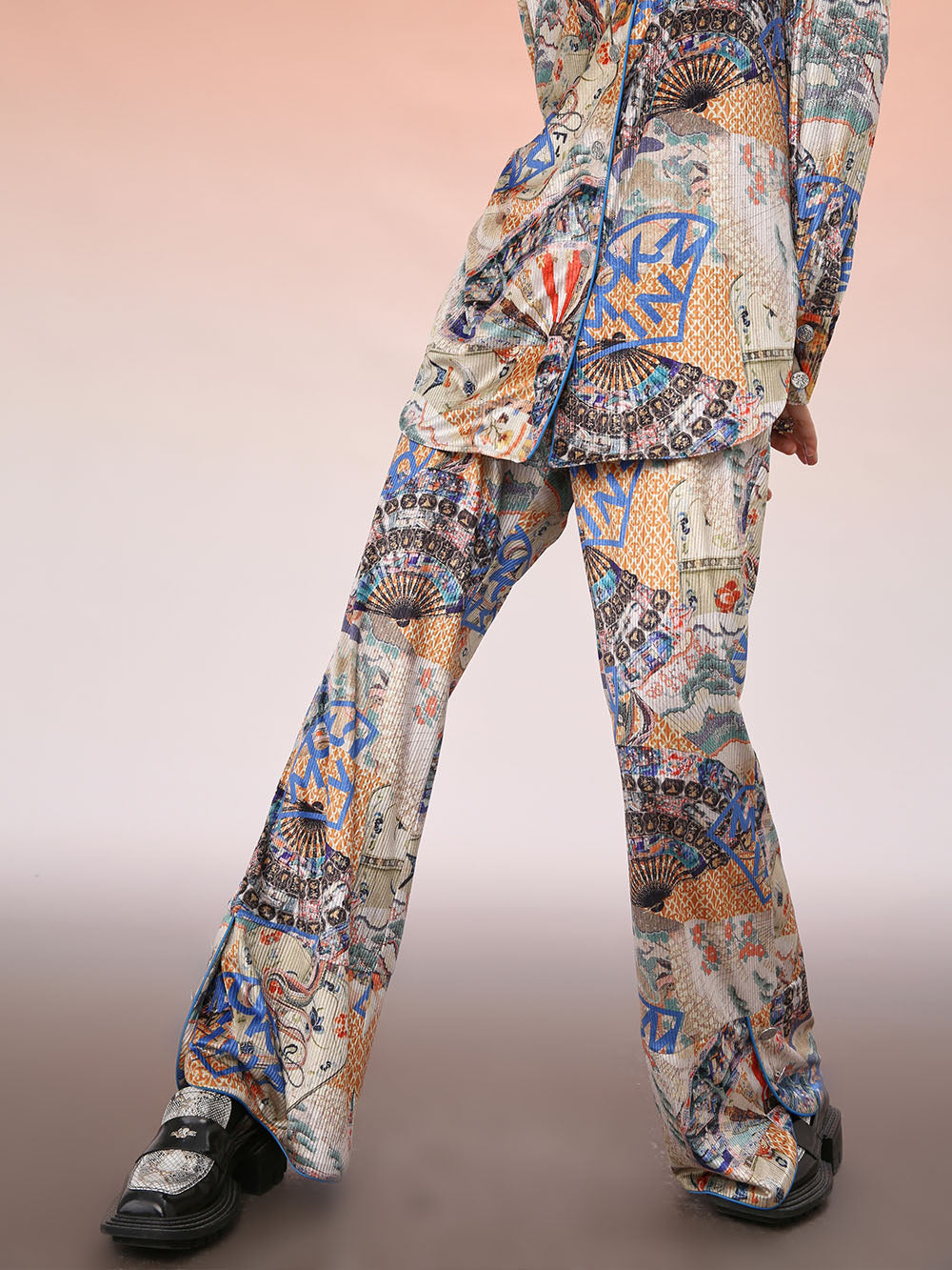 MUKZIN Floral Drape Sheer Printed Trousers