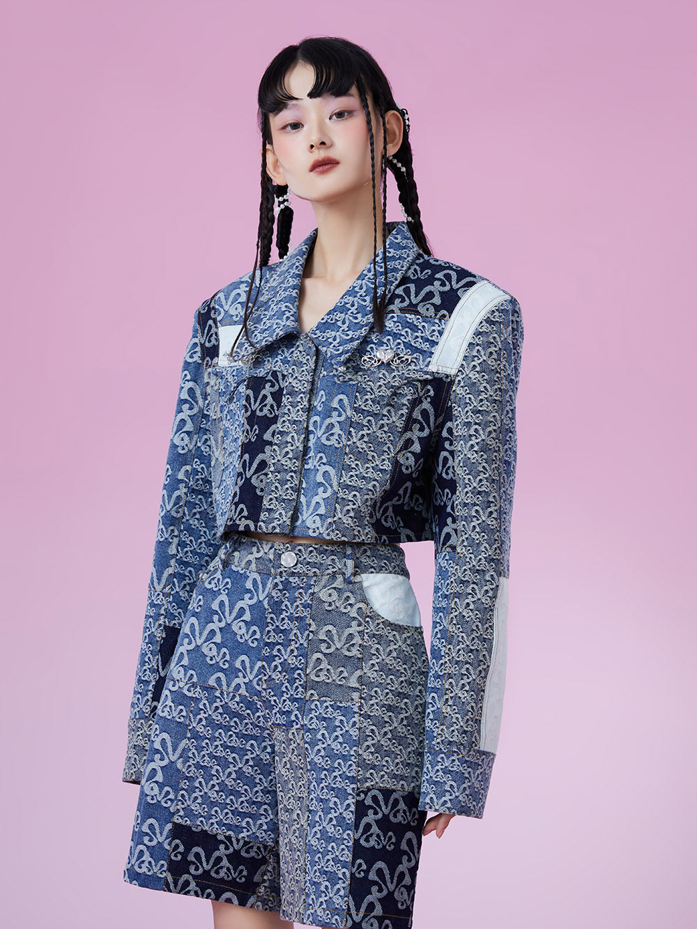 MUKZIN Denim Jacquard Suit Lapel Original High-Quantity Outerwears