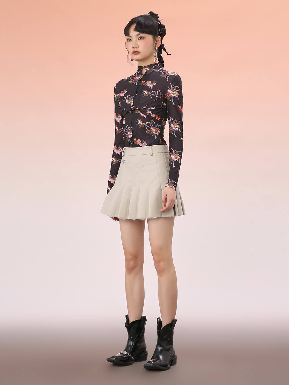 MUKZIN Slim Fit Knit Printed Bottoming Shirt