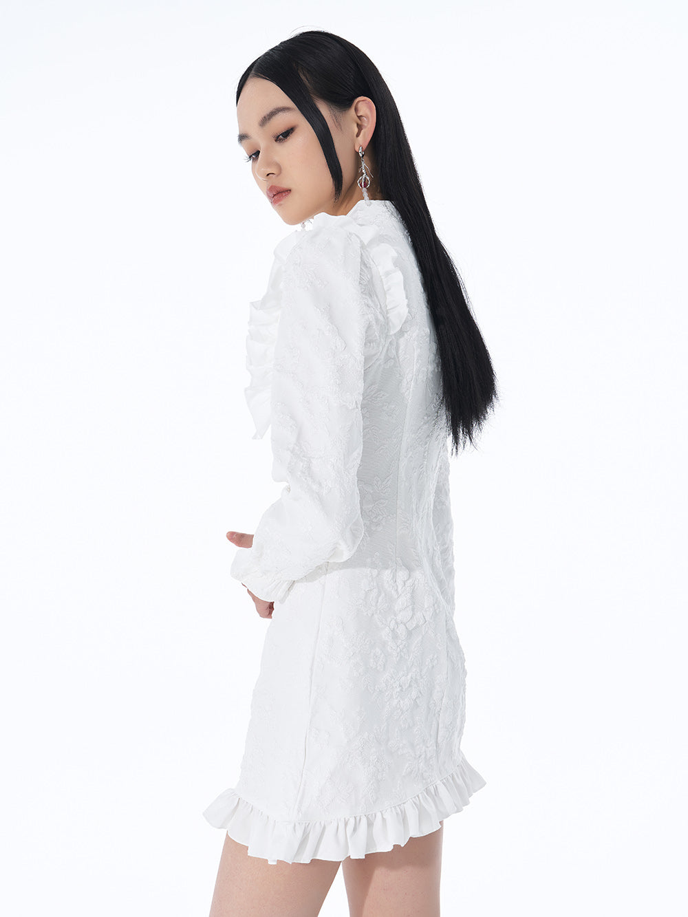 MUKTANK White French Puff Sleeve Dress