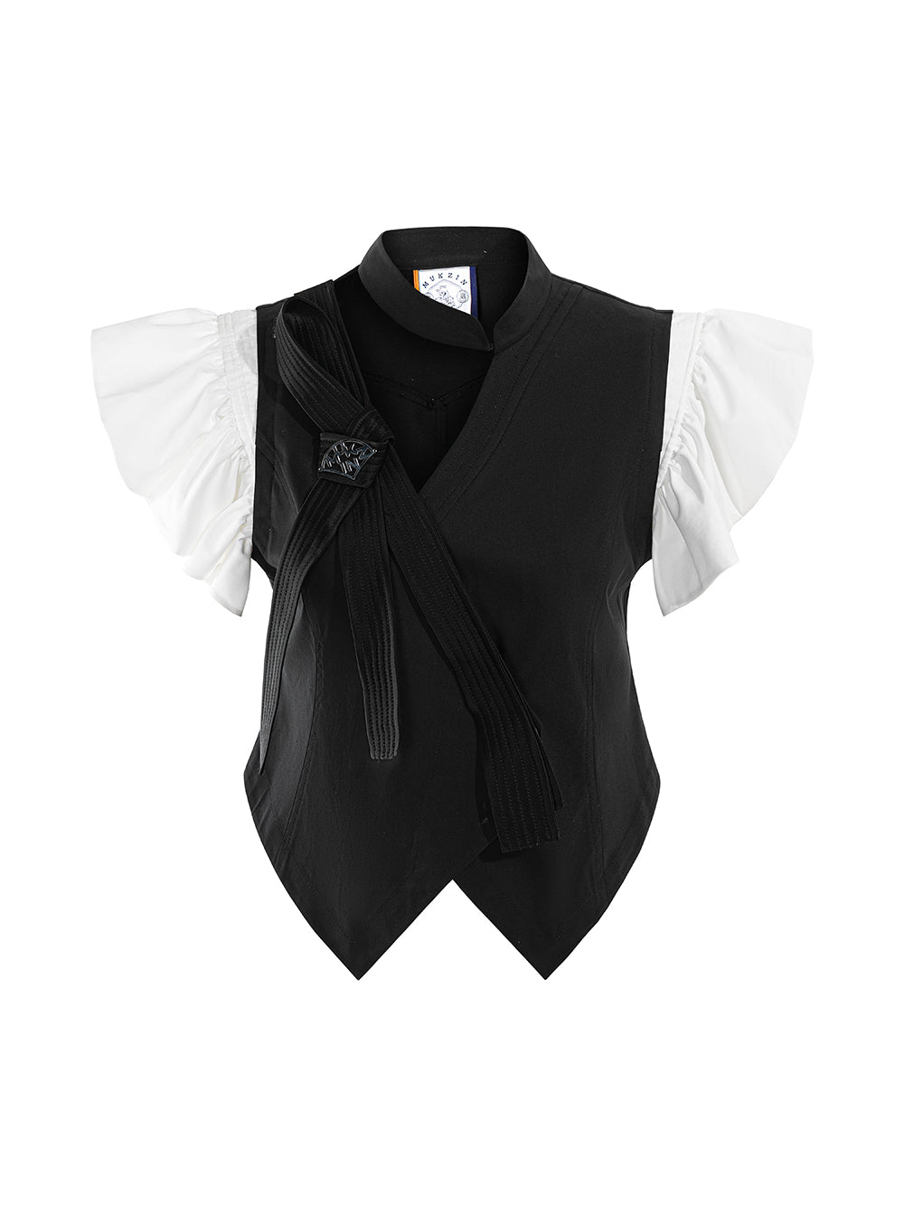 MUKZIN Colorblock Slim Fit Elegant Color Matching Blouse