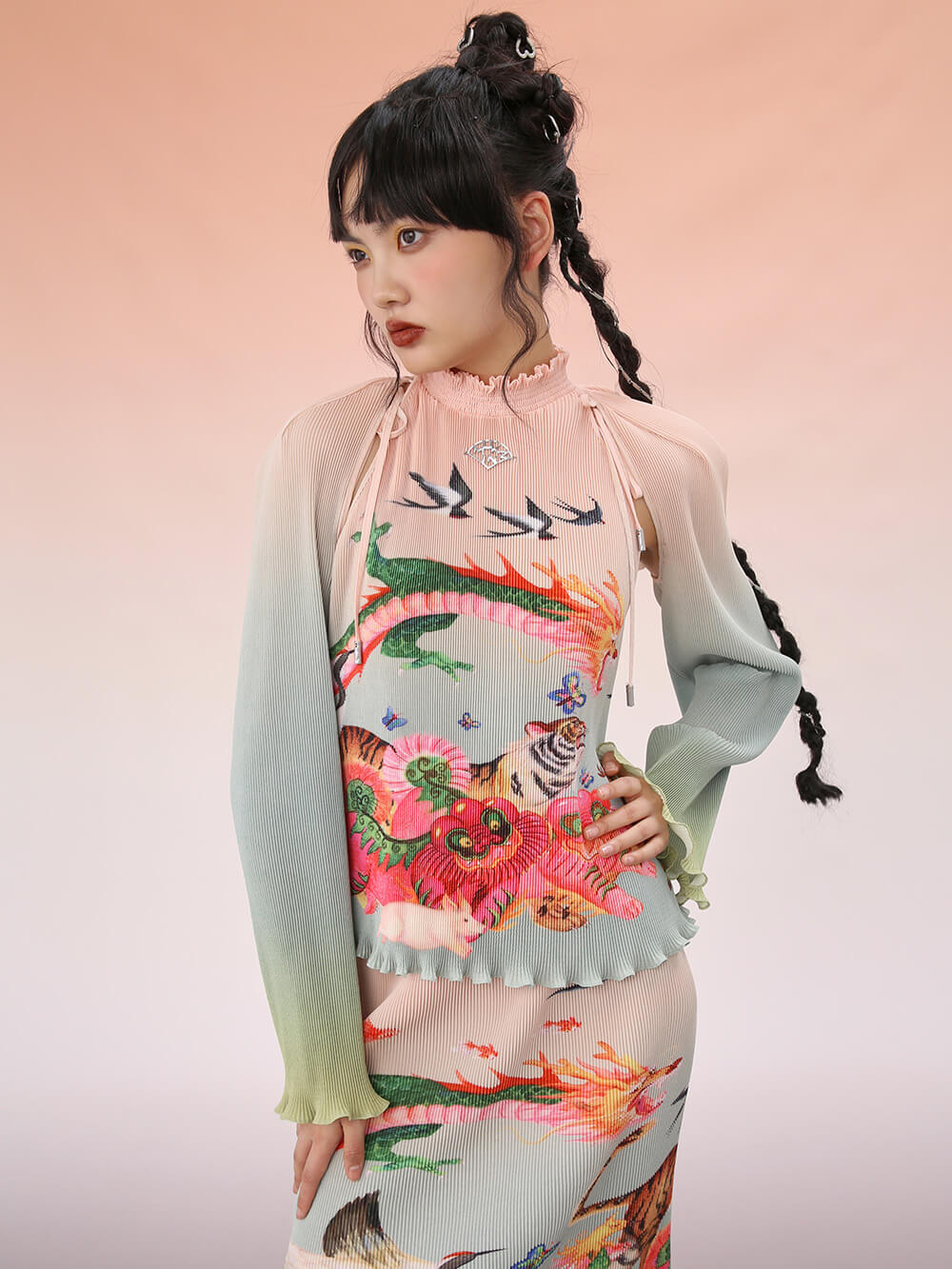 MUKZIN Printed Slim Bottoming Shirt