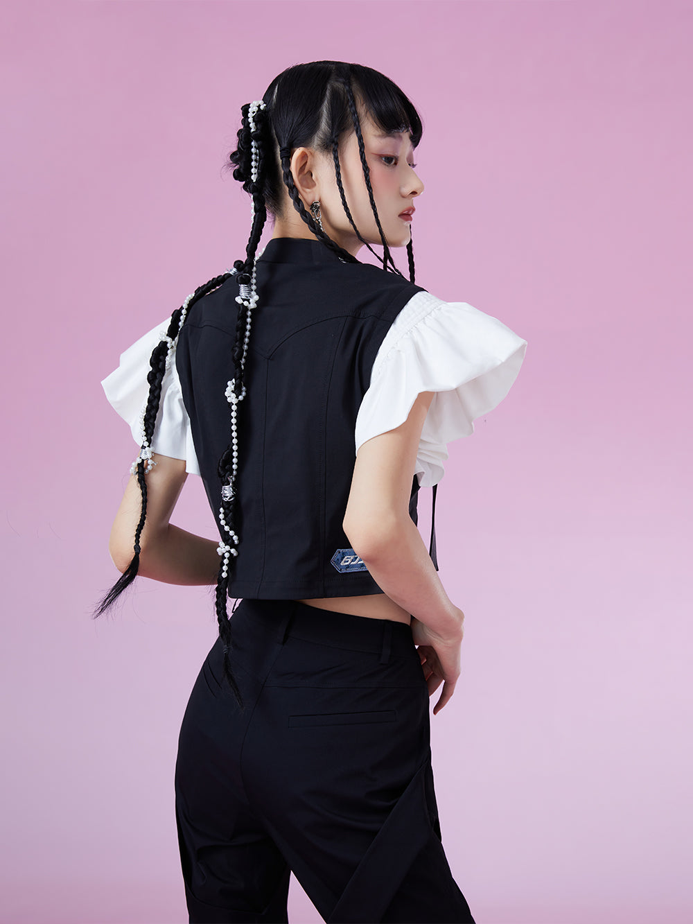 MUKZIN Colorblock Slim Fit Elegant Color Matching Blouse