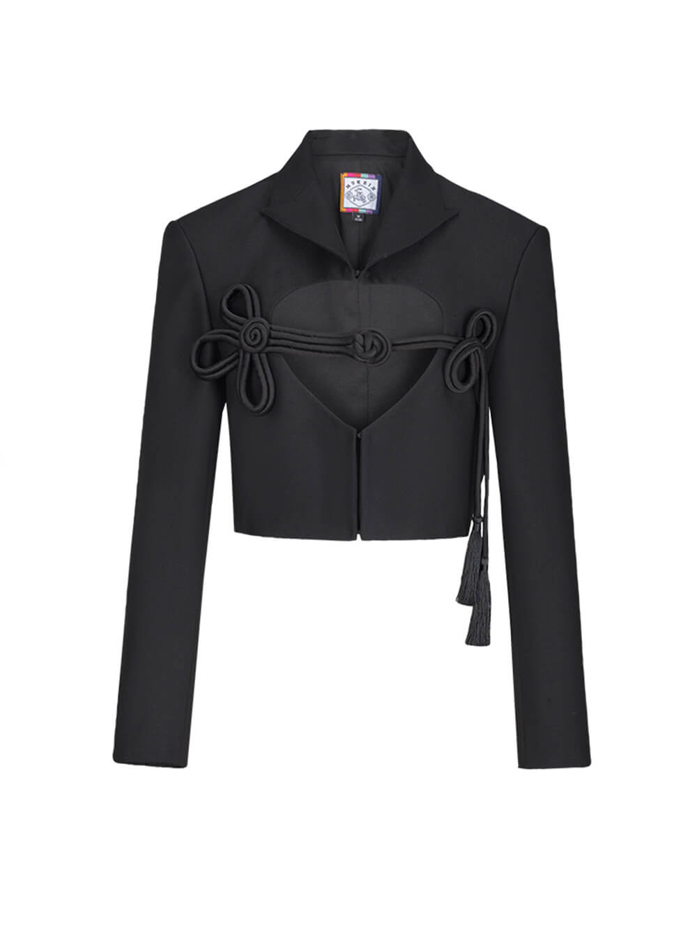 MUKZIN Black Chest Heart Design Short Coat