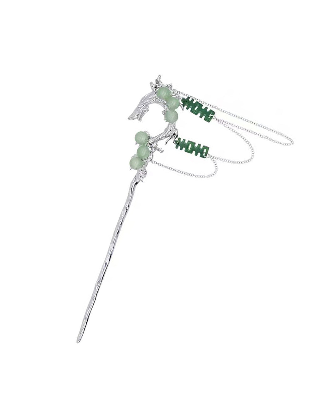 MUKTANK Chinese Style Green Fringed Hairpin