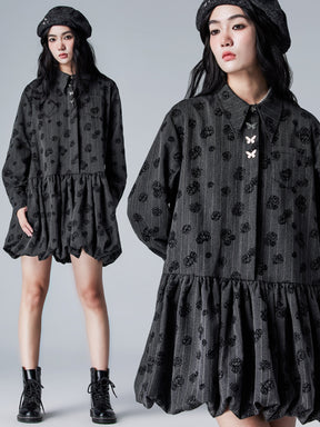 MUKTANK × CUUDICLAB Rose Flocking Bud Shirt Dress