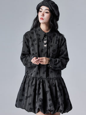 MUKTANK × CUUDICLAB Rose Flocking Bud Shirt Dress