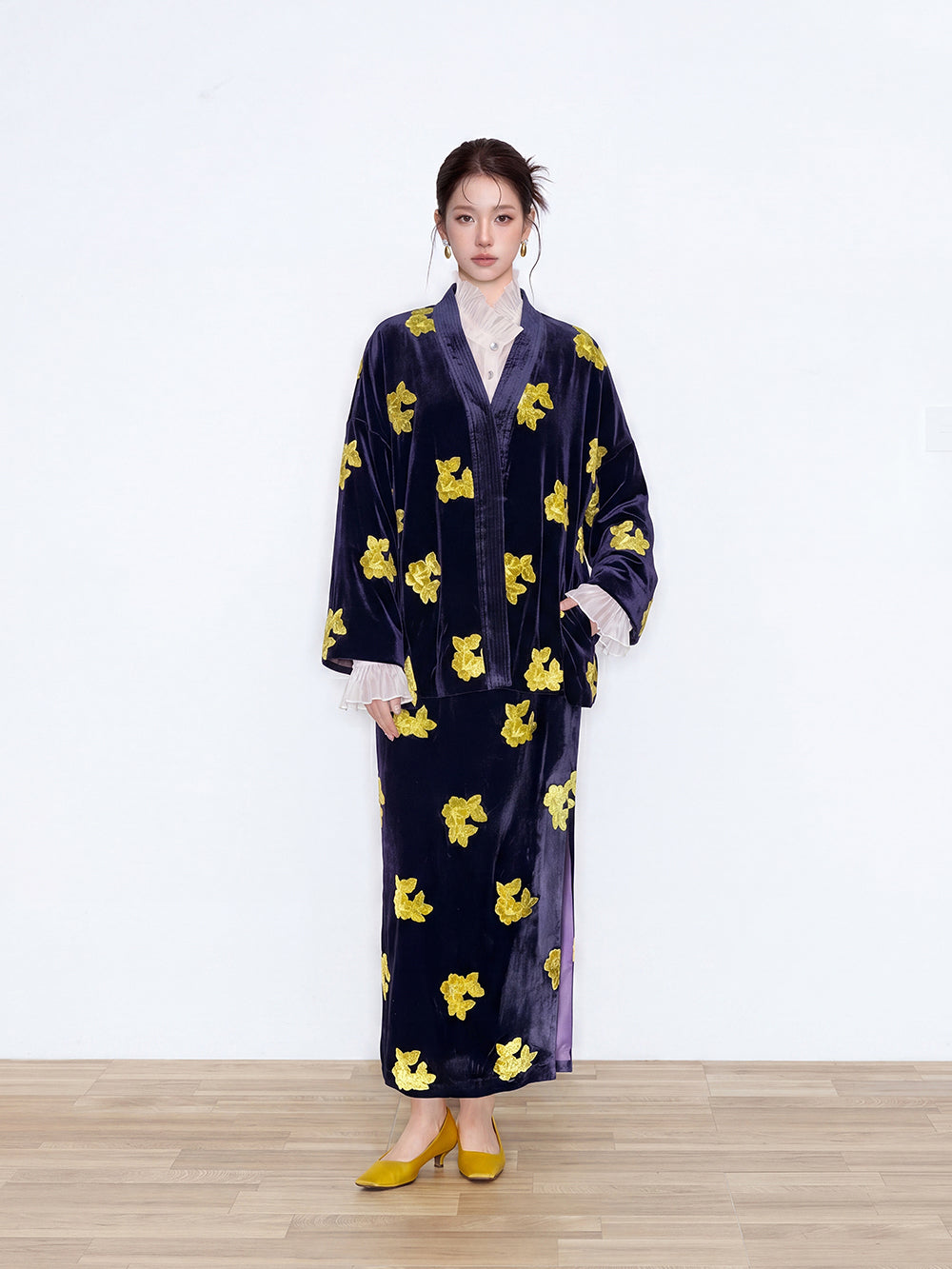 MUKZIN×Flourishing New Chinese-Style Vintage Silk Velvet Skirt Set