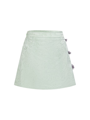 MUKZIN“Capsule Collection”Light Green Jacquard Chinese-Style Shorts