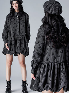 MUKTANK × CUUDICLAB Rose Flocking Bud Shirt Dress