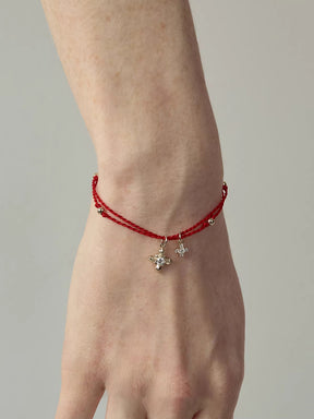 MUKTANK × SUN HUNTER Iris Double Flower Double-Layer Red String Bracelet