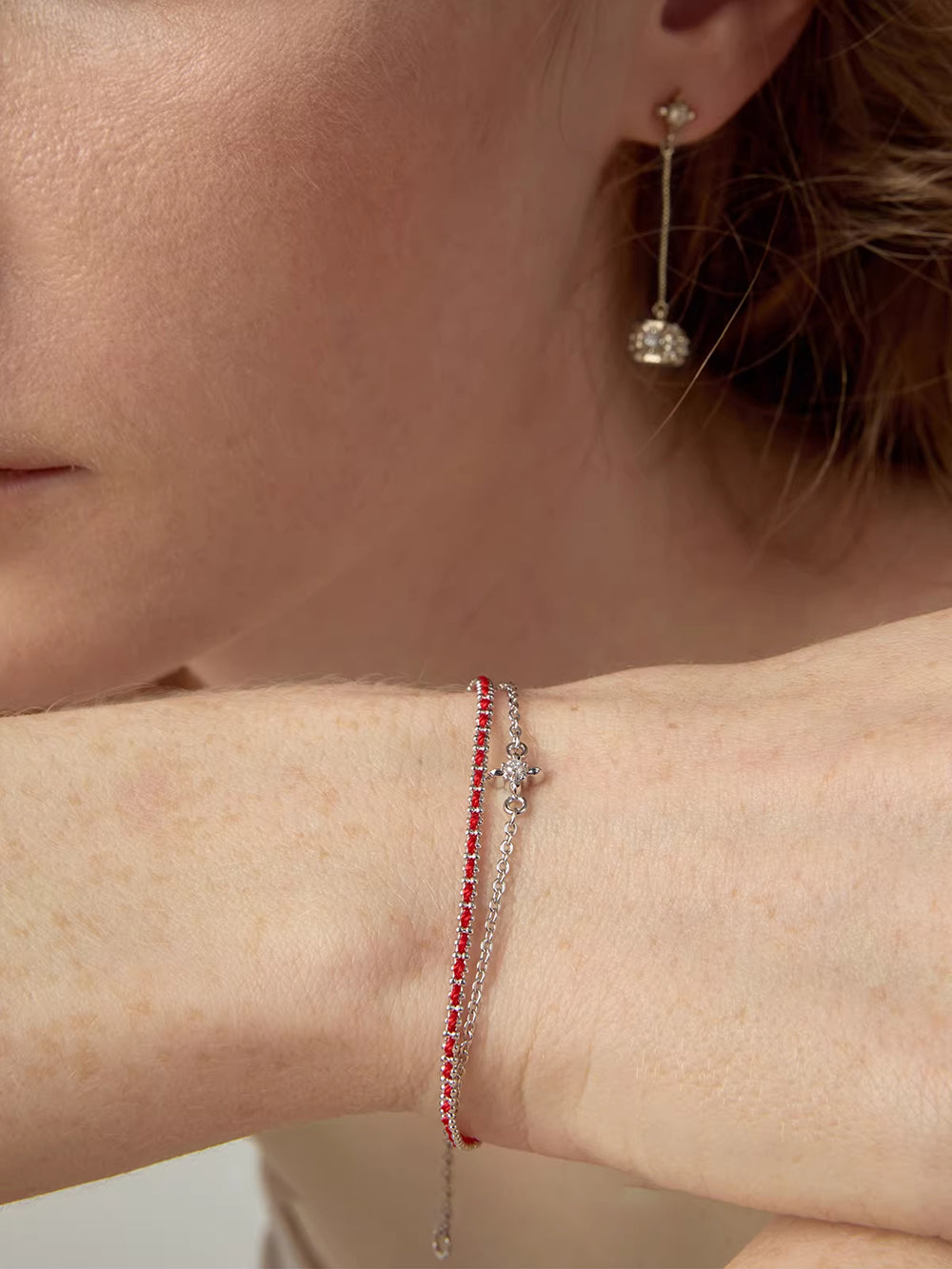 MUKTANK × SUN HUNTER Iris Braided Double-Layer Red String Bracelet