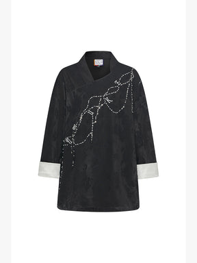 MUKZIN Linglong“Stardust”Asymmetrical Collar Shirt Jacket.