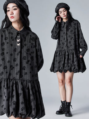 MUKTANK × CUUDICLAB Rose Flocking Bud Shirt Dress