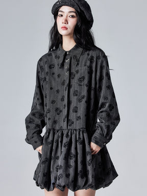 MUKTANK × CUUDICLAB Rose Flocking Bud Shirt Dress