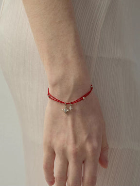 MUKTANK × SUN HUNTER Iris Double Flower Double-Layer Red String Bracelet