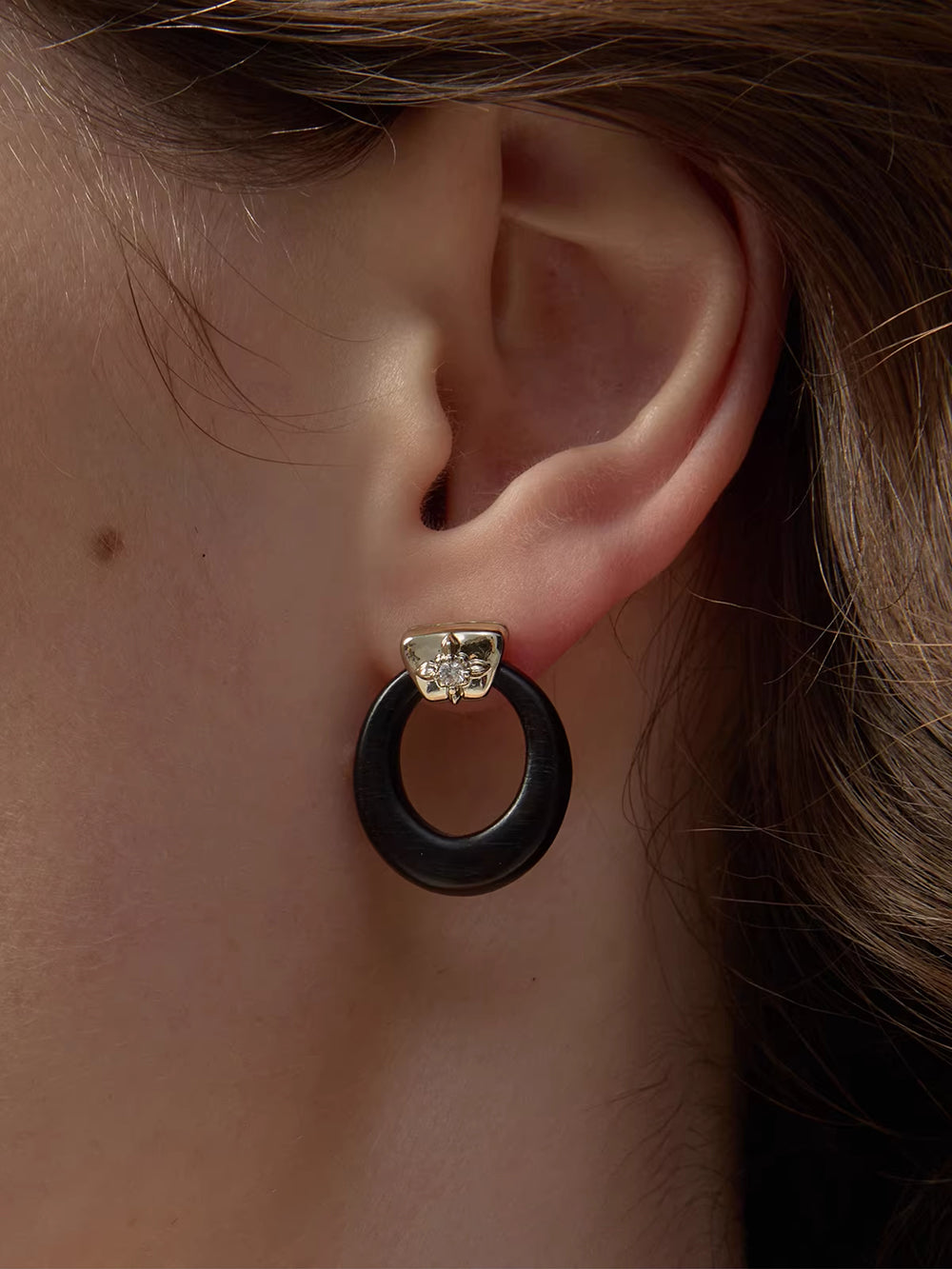 MUKTANK×SUN HUNTER Wooden Ring Iris Stud Earrings