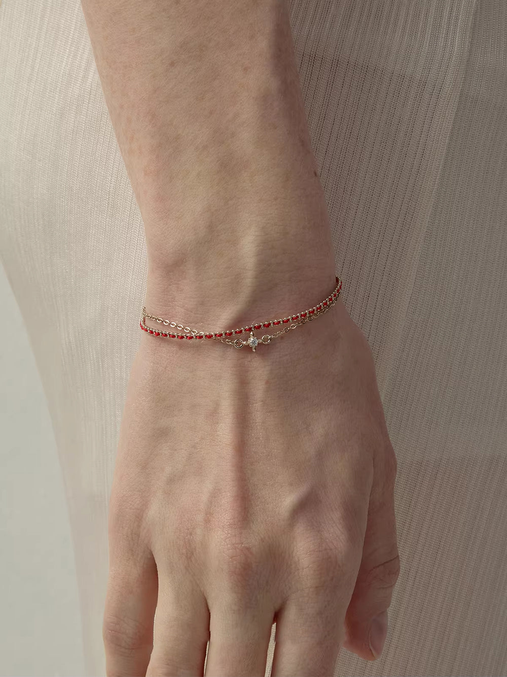 MUKTANK × SUN HUNTER Iris Braided Double-Layer Red String Bracelet
