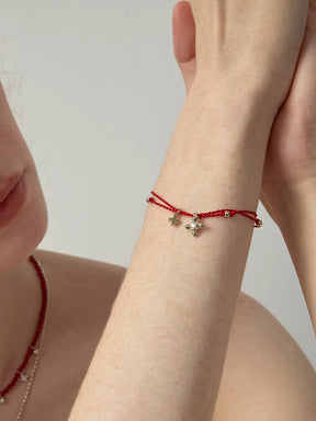 MUKTANK × SUN HUNTER Iris Double Flower Double-Layer Red String Bracelet