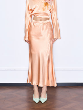 MUKZIN "Capsule Collection" Versatile Slit Mermaid Silky Maxi Dress in New Chinese Style