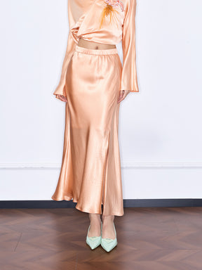 MUKZIN "Capsule Collection" Versatile Slit Mermaid Silky Maxi Dress in New Chinese Style