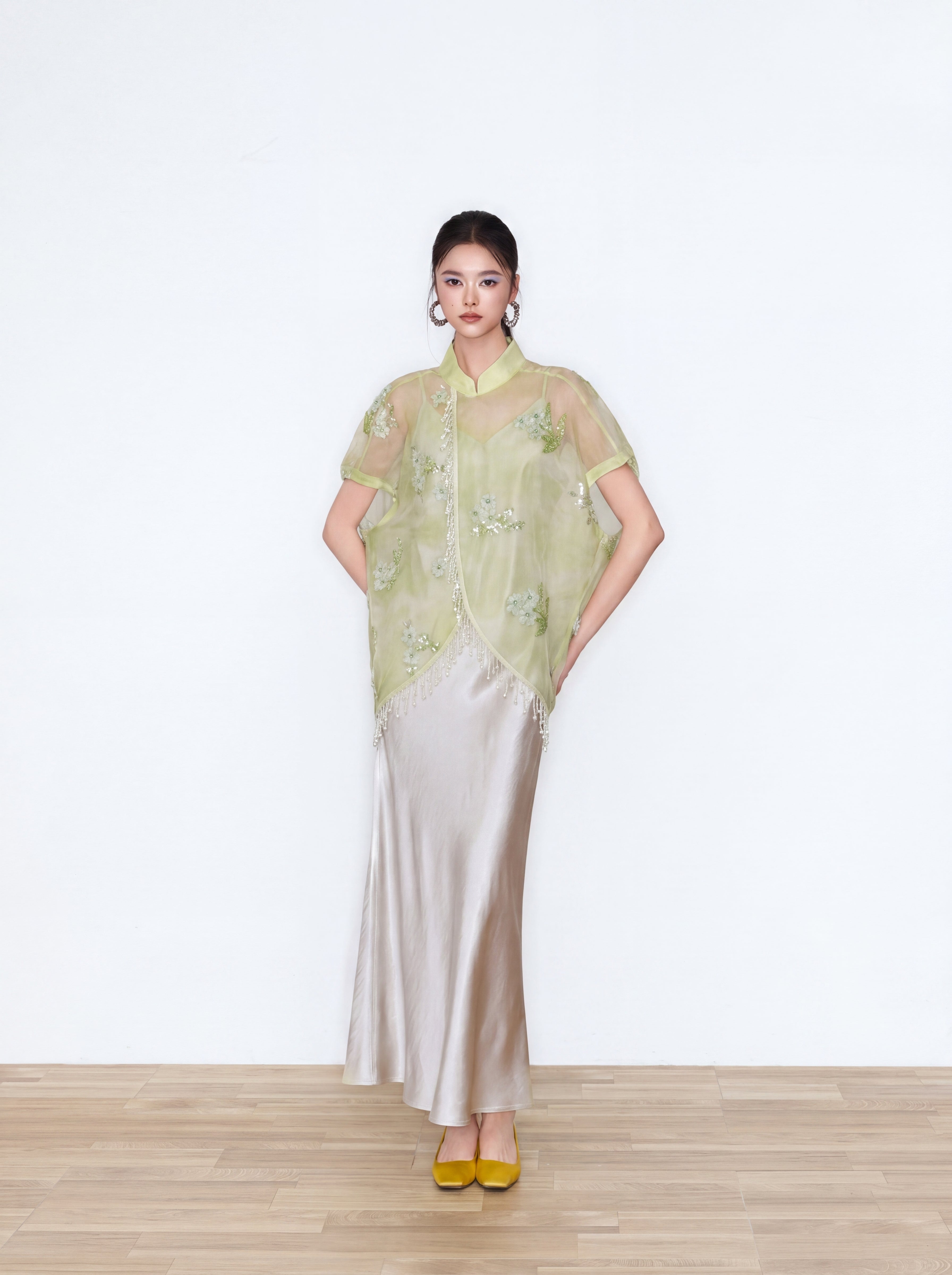 MUKZIN×"Capsule Collection" Modern Chinese Embroidered Slip Dress