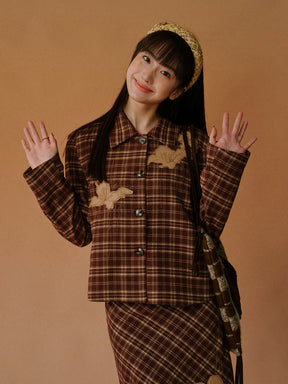 MUKTANK x LOUMUTAKU Iris Flower Felted Wool Embroidered Plaid Mini Suit