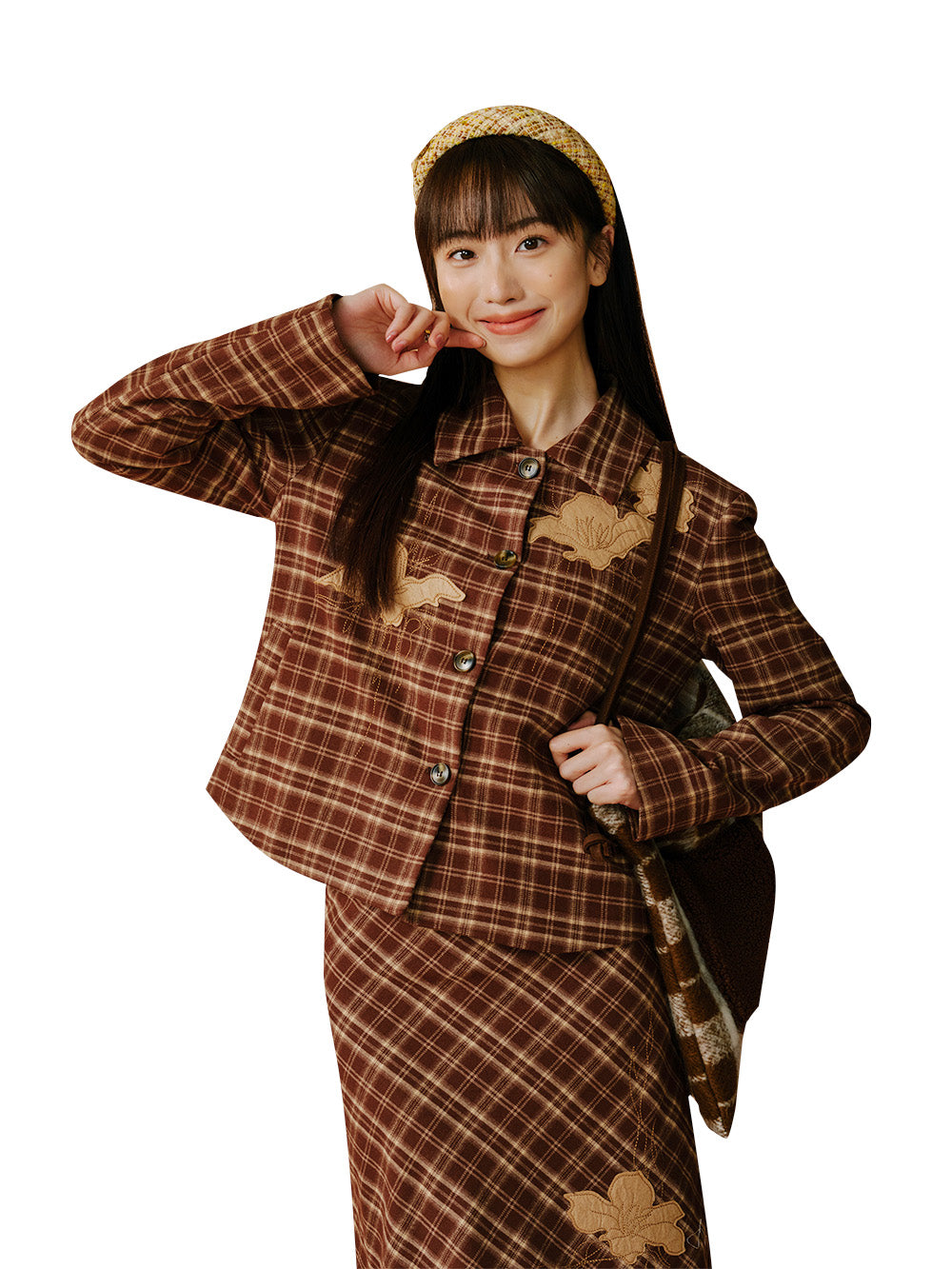 MUKTANK x LOUMUTAKU Iris Flower Felted Wool Embroidered Plaid Mini Suit