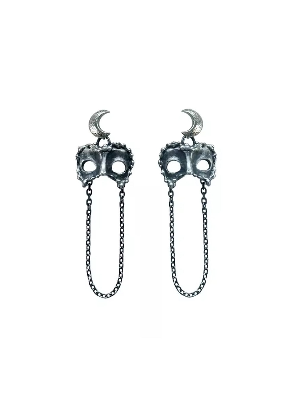MUKTANK x QUANDO Mask Shaped Silver Earrings