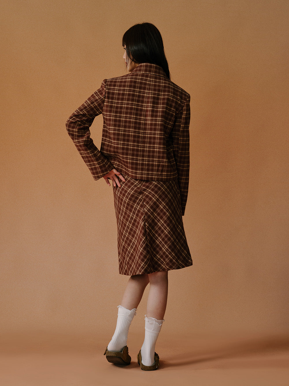 MUKTANK x LOUMUTAKU Iris Flower Felted Wool Embroidered Plaid Mini Suit