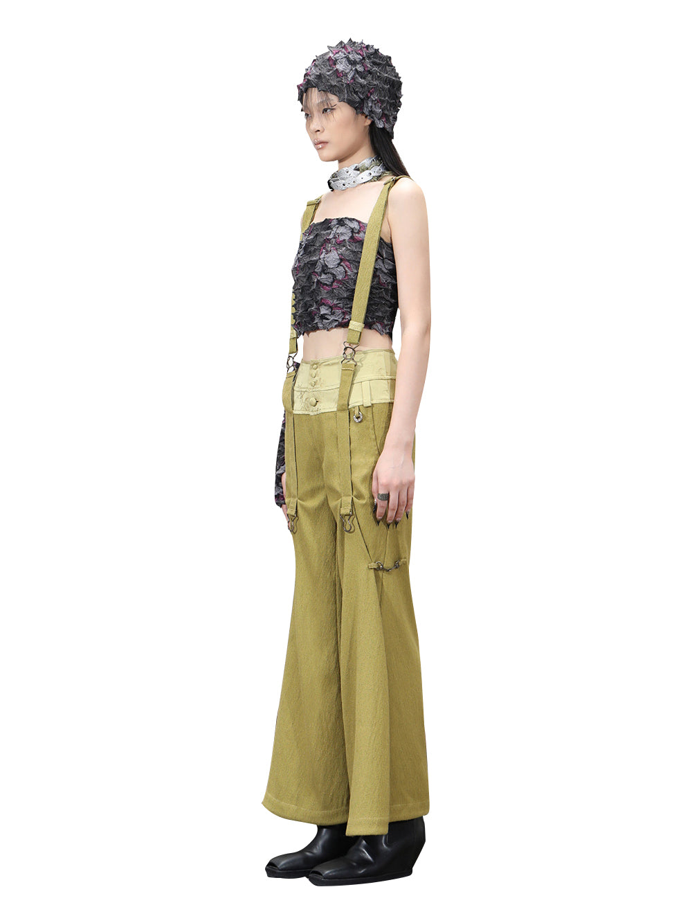 MUKTANK x COOLOTHES Pleated Draped Jacquard Slightly Flared Wide-leg Pants