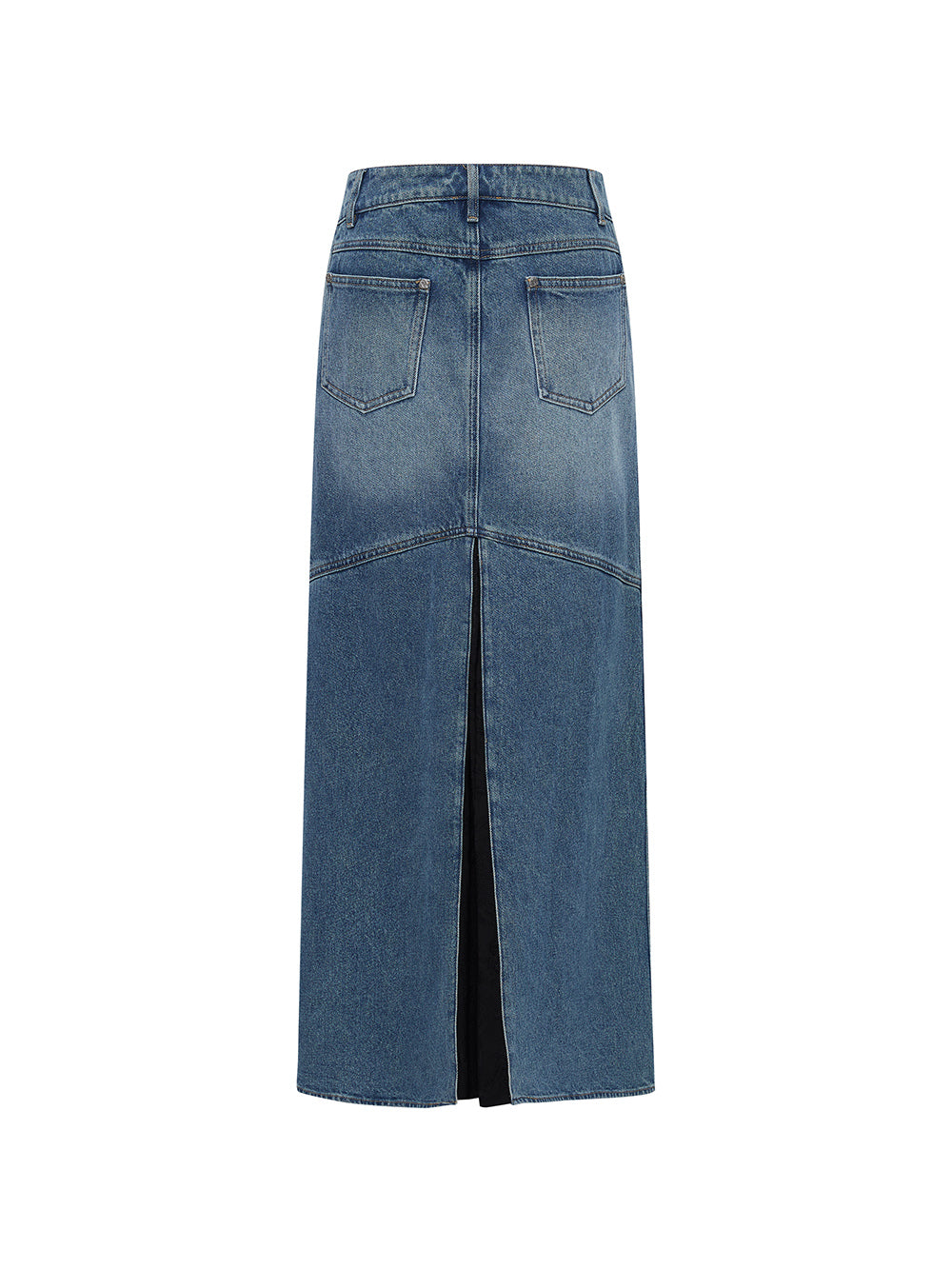 MUKZIN Linglong Old Denim Front Side Slit Patchwork Fishtail Skirt