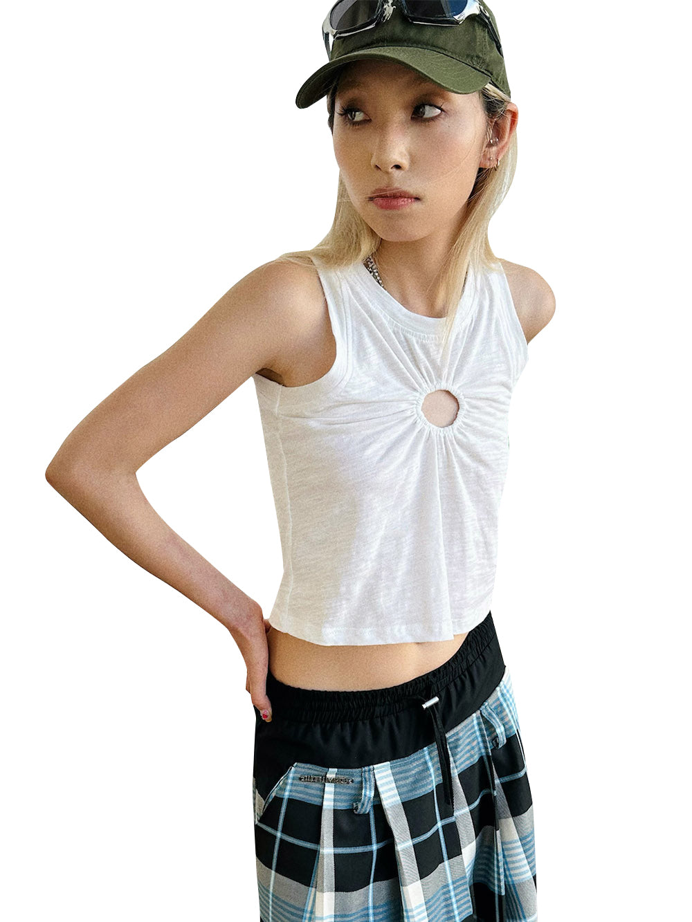 MUKTANK x  TWOPLUMGIRLS  Breathable Perforated Crinkle Cotton Cami for Summer