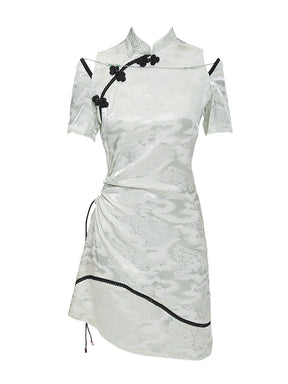 MUKTANK×CUUDICLAB Silk Modified Cheongsam Dress