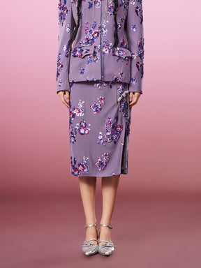 MUKZIN Chinese Style Print Retro Slit Skirts