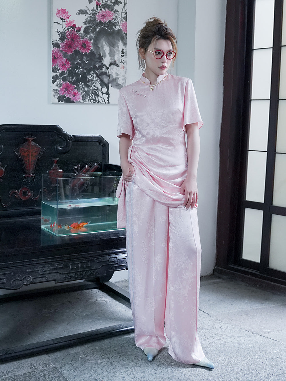 MUKZIN Pink Elegant Cheongsam Dress