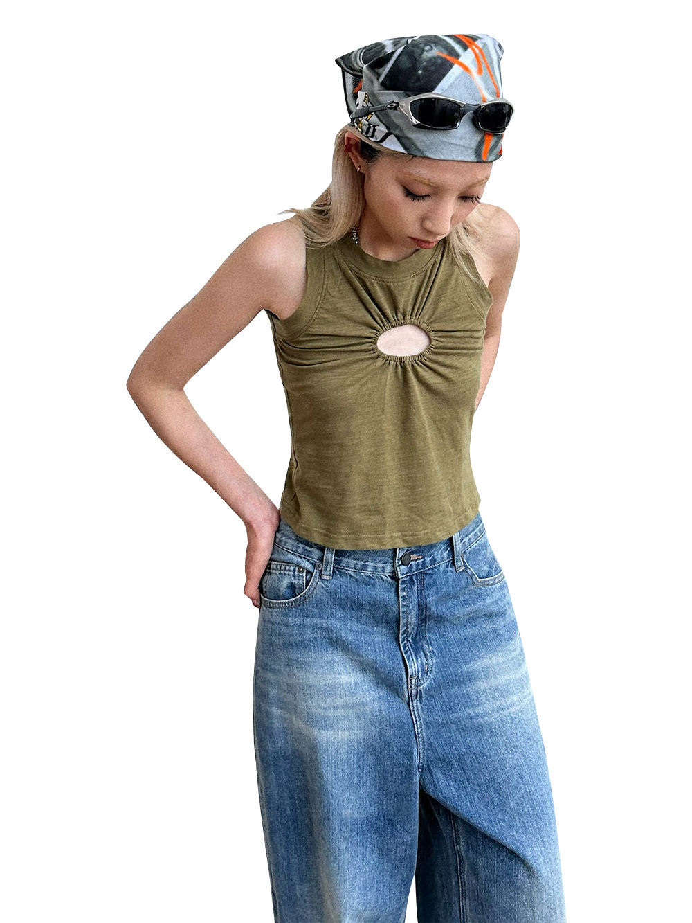 MUKTANK x TWOPLUMGIRLS Breathable Perforated Crinkle Cotton Cami for Summer
