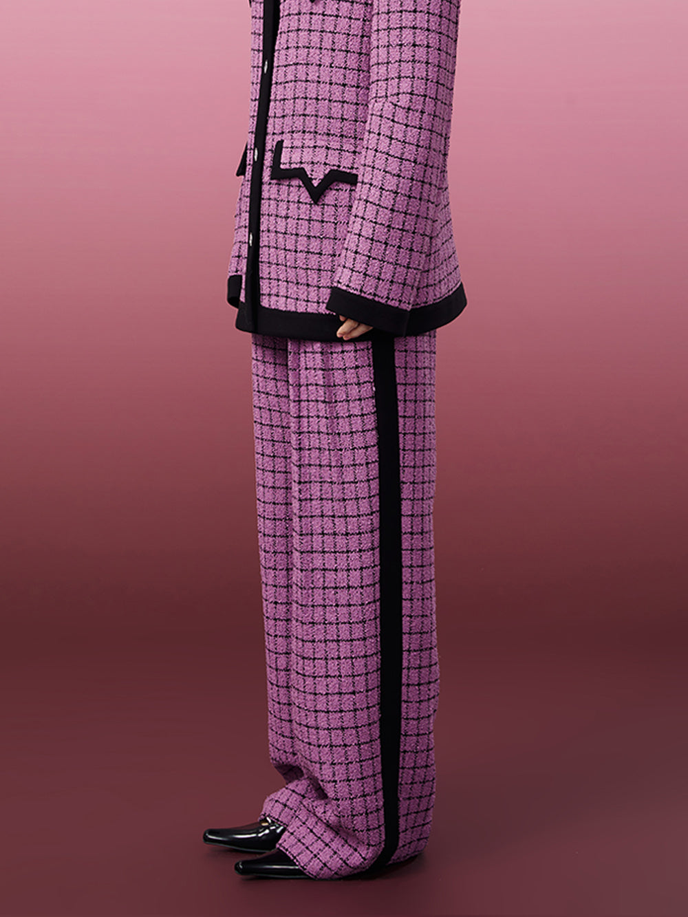 MUKZIN Purple Plaid Lazy Style Wide-leg Pants