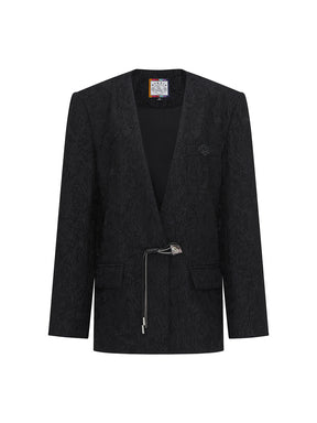 MUKZIN Black Stylish Jacquard DurableVersatile Suit