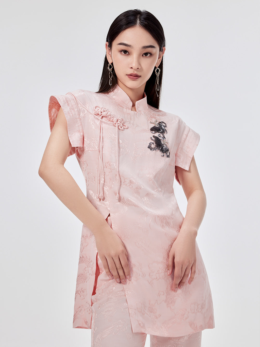 MUKZIN Chinese Cheongsam Design Sleeveless T-shirt