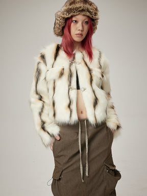 MUKTANK  Double Color Imitated Rabbit Fur Coat
