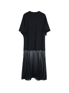 MUKTANK x MODULER Cotton Loose Pleated T-Shirt Dress