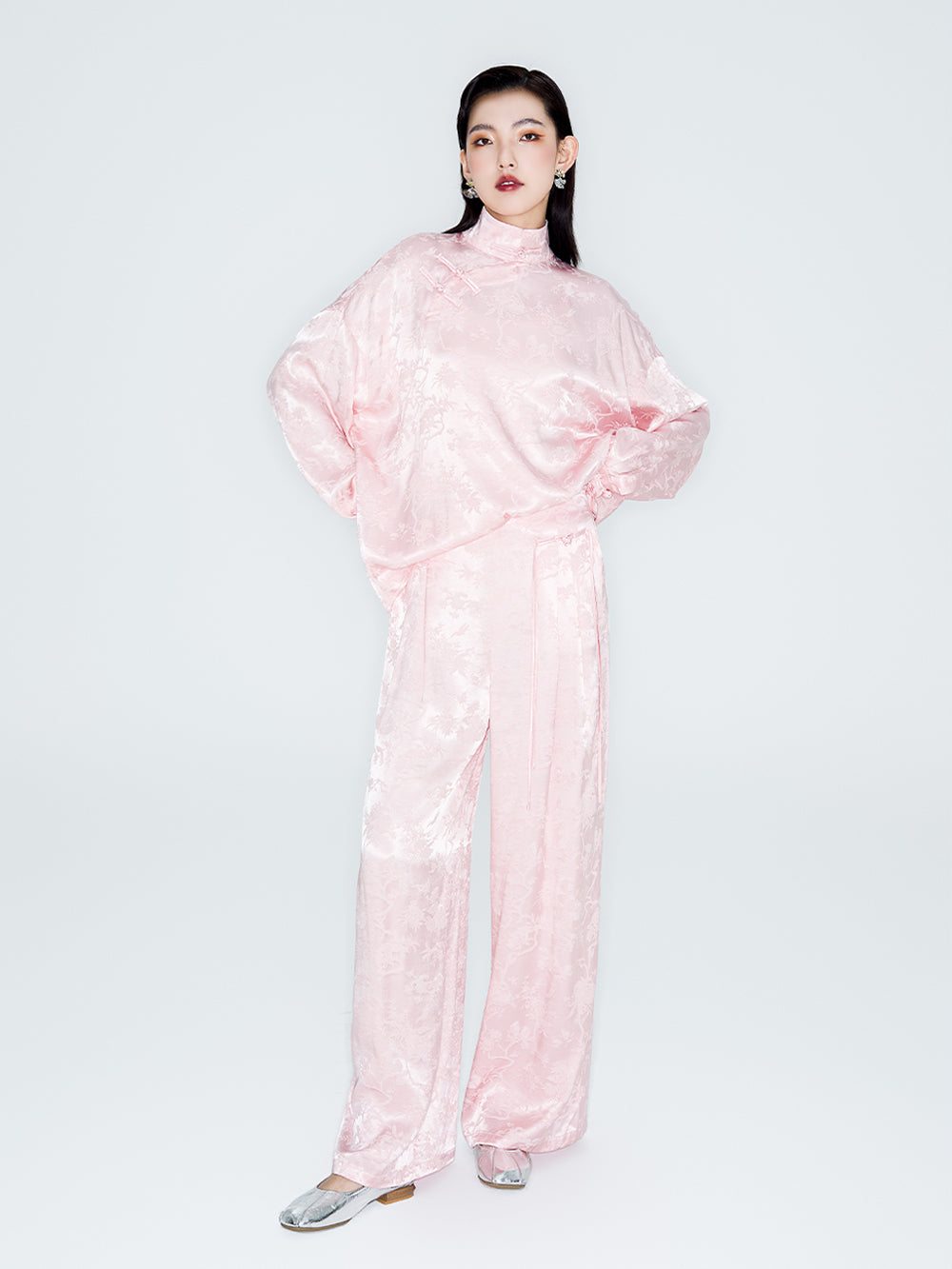 MUKZIN Linglong "Intoxicated by Flowers" - Neo-Chinese Asymmetric Mandarin Collar Shirt